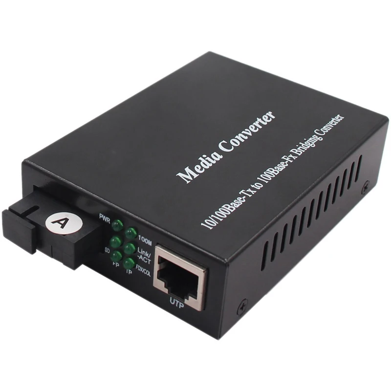 Быстрый медиаконвертер Ethernet 10/100 Мбит/с RJ45 до 100 м одиночное волокно SM SC 20 км Tx1310