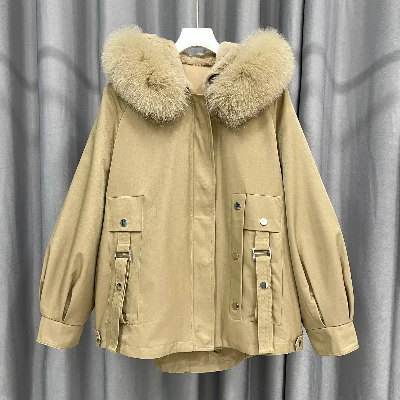 Женские зимние парки пальто с капюшоном из натурального Лисьего меха плотное