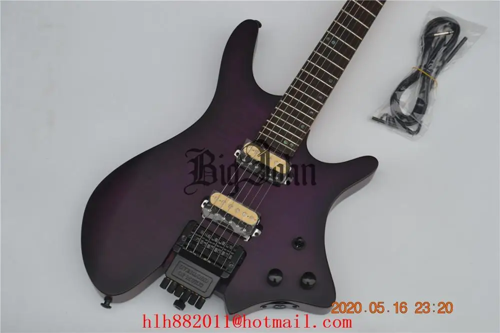 Новая электрическая гитара без головы матовый корпус из красного дерева с