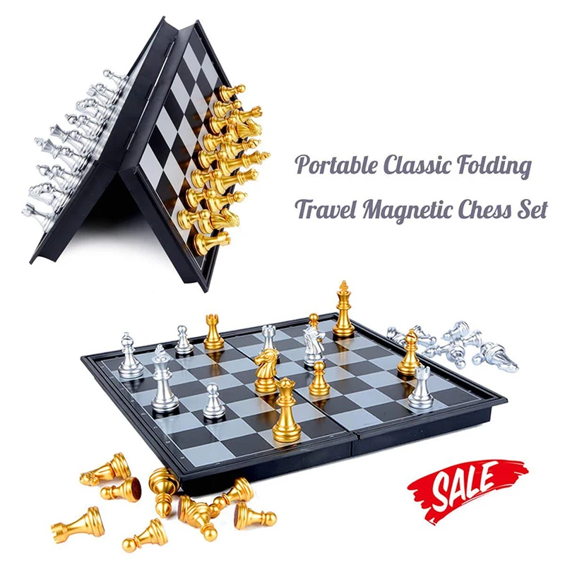 Магнитный дорожный Шахматный набор с доской которая превращается в отсек для