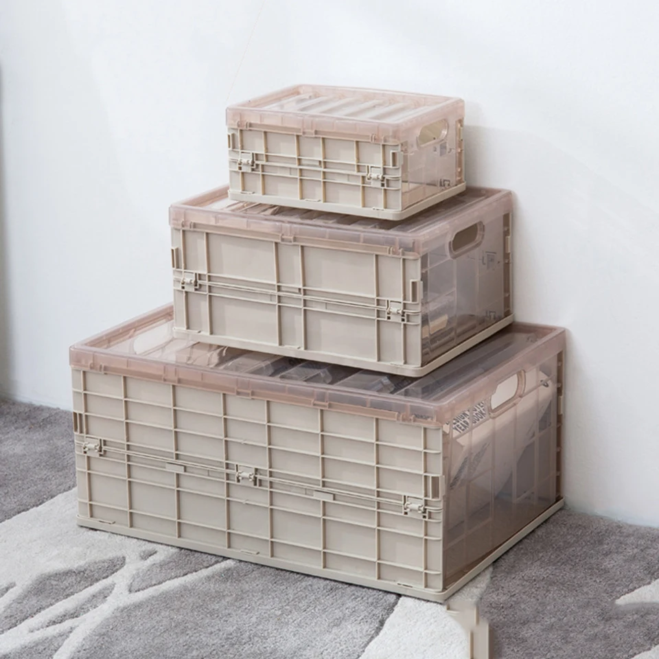 

S/M/L Size Storage Box Basket Folding Case Collapsible Crate Boxes Desktop Holder Dustproof Odorless 3 Color