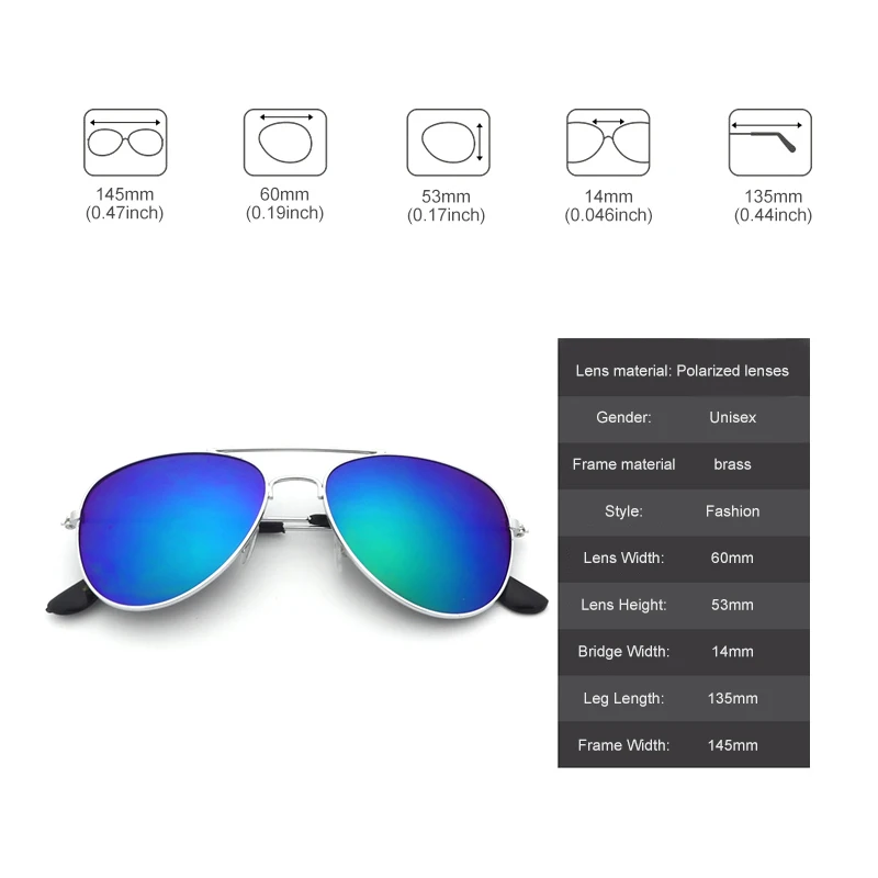 Солнцезащитные очки с полимерными линзами для мужчин и женщин зеркальные