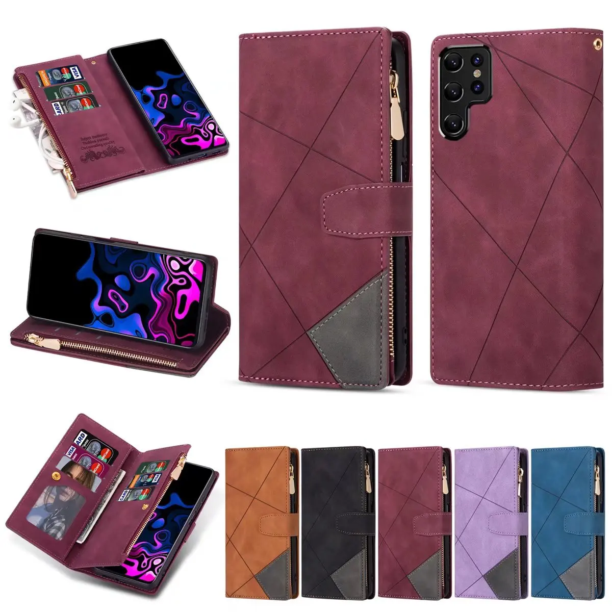 

Leather Case For Huawei P40 P30 Pro Lite P Smart Y7 Y6 2019 Honor 10 Lite Wallet Cards Zipper Strong Phone Bags Cover