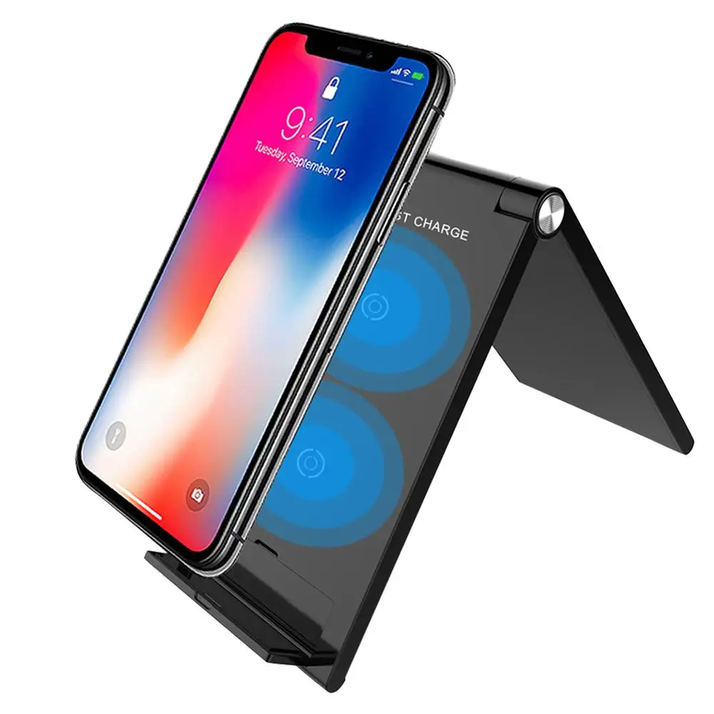 

10 Вт Складная Беспроводная подставка для быстрой зарядки для iPhone Samsung настольная подставка Беспроводное зарядное устройство настольная по...
