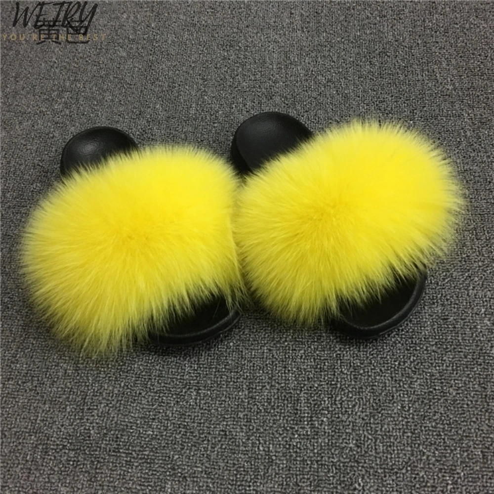 fox fur slippers Г.; летние шлепанцы без задника с мехом лисы; милые плюшевые шлепанцы из натурального меха лисы; Роскошные модные пляжные шлепанцы; размеры 36-45 - Цвет: fox fur slippers