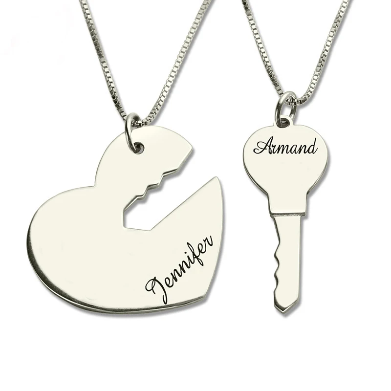 Moda coppia in acciaio inossidabile nomi personalizzati personalizzati collana cuore modelli chiave collane uniche Set regalo di anniversario