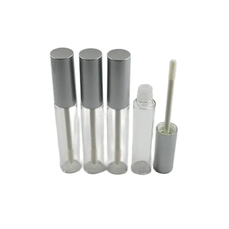Прозрачный тюбик для блеска губ 10 мл с Матовой серебряной верхней или