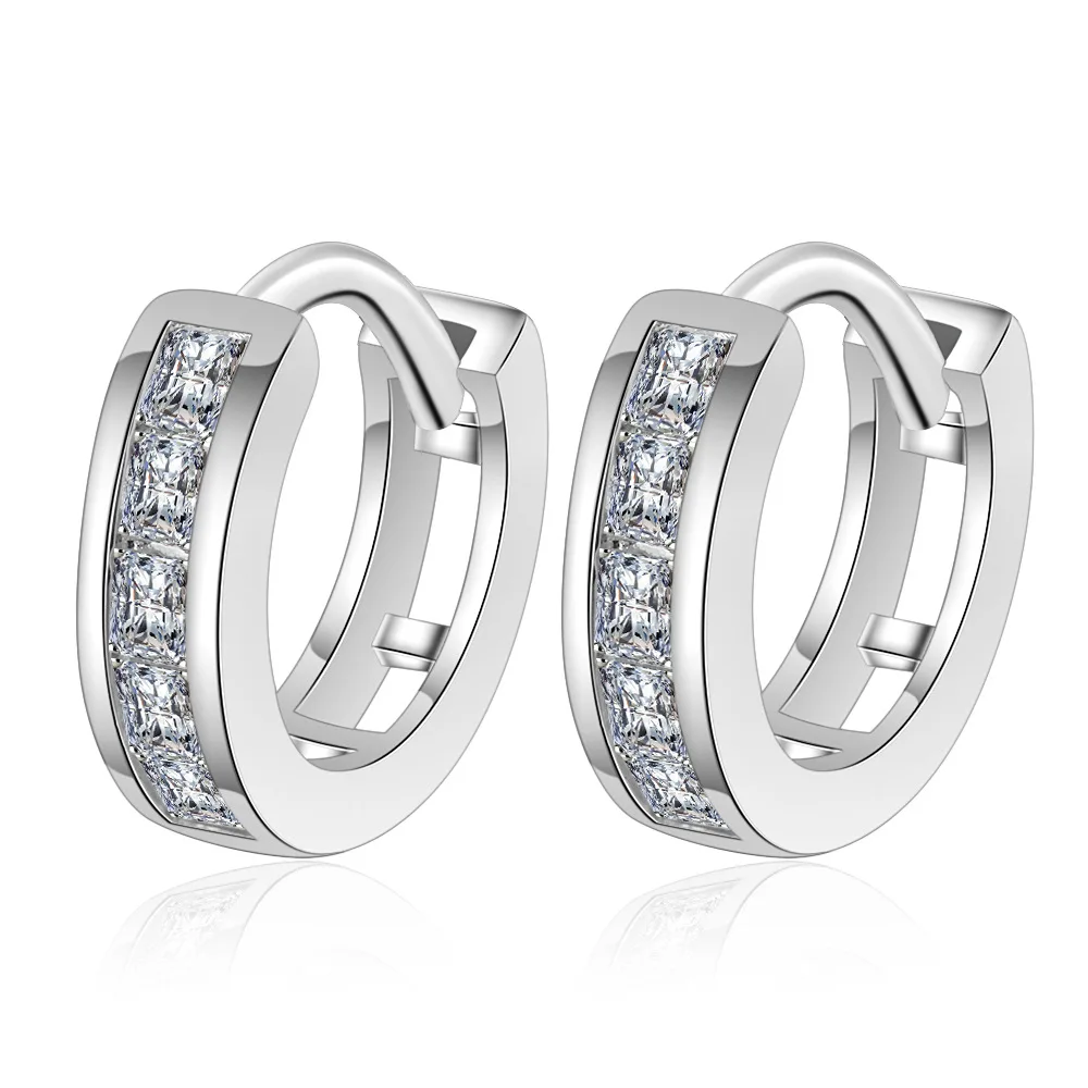 

100% 925 Sterling Silver Crystal Round Stud Earrings For Women Kids 2020 Korean Wedding Party Jewelry Gift Female Pendientes