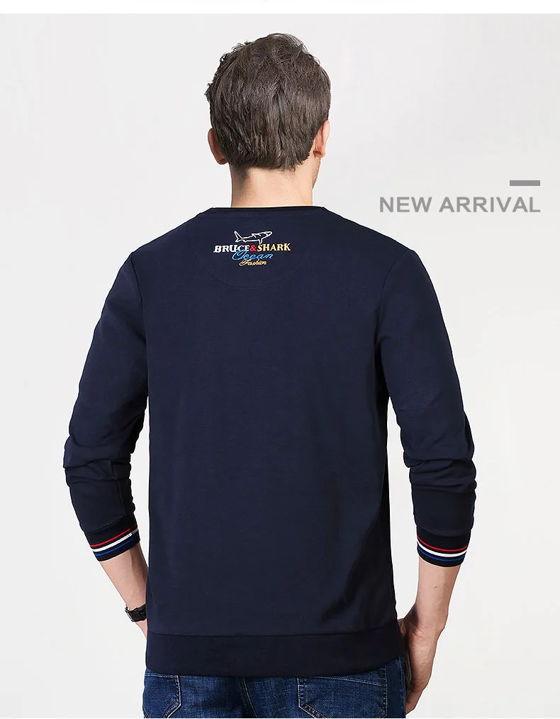 Брюс и Акула длинный рукав для мужчин размера плюс M To3XL 4XL хлопок 95% модная повседневная мужская высокая круглая 2355 с вышивкой