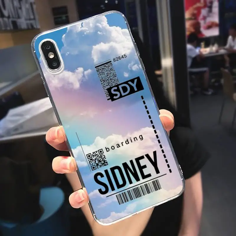 

Rainbow Sky air Ticket Clouds Phone Case Transparent for iPhone 6 7 8 11 12 s mini pro X XS XR MAX Plus