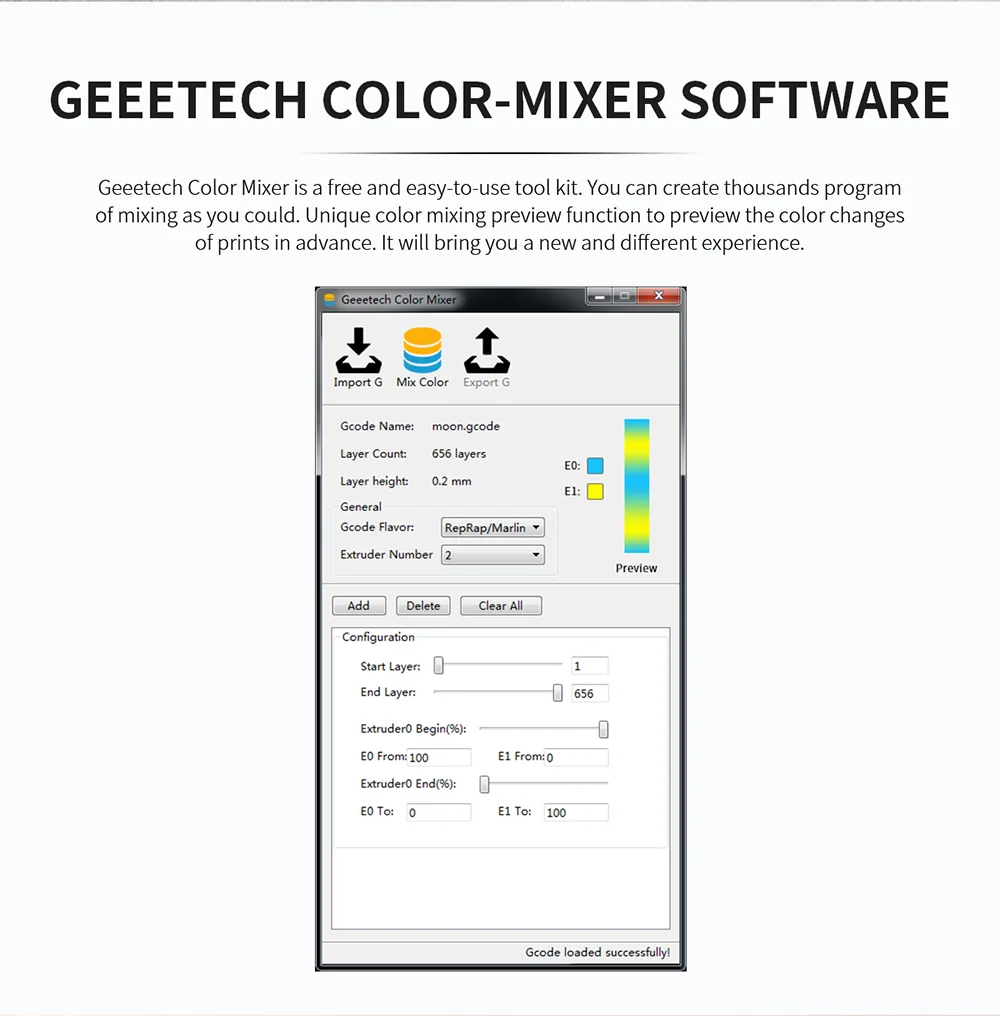 GEEETECH A30M с открытым исходным кодом 2 в 1 смешанный 3d принтер 320*320*410 мм площадь 60 мм/сек. Защита паролем, сенсорный экран, двойная ось z