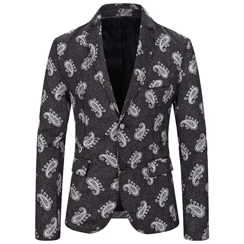 Мужские пальто Модный повседневный костюм с принтом отворотом приталенный