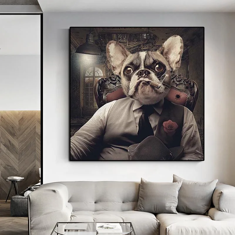 

Постер с Обезьянами, животными, курительная Картина на холсте, абстрактное искусство, живопись, скандинавские настенные картины для гостин...