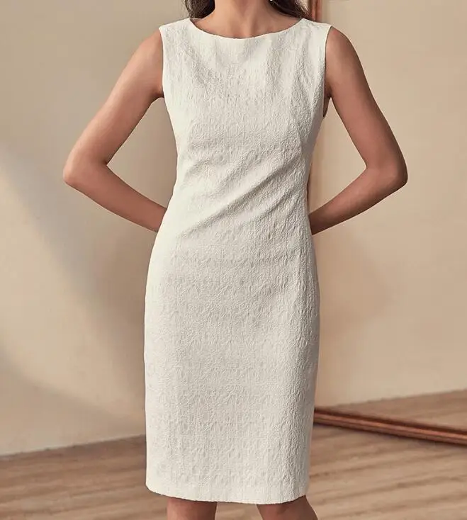 

2020 Summer Women Work Office Lady Sheath Sleeveless O Neck Party High Street Womens Formal Slim vestidos Casual Pencil Dresses