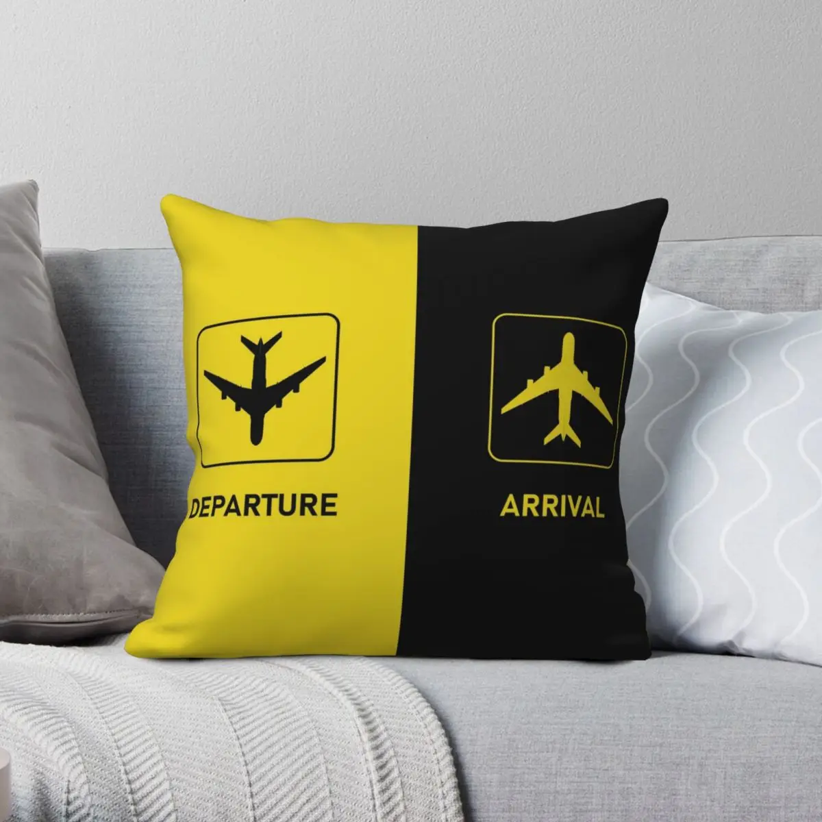 

Aviation Arrival Departures More Square Pillowcase Polyester Linen Velvet Printed Zip Decor Home Cushion Cover