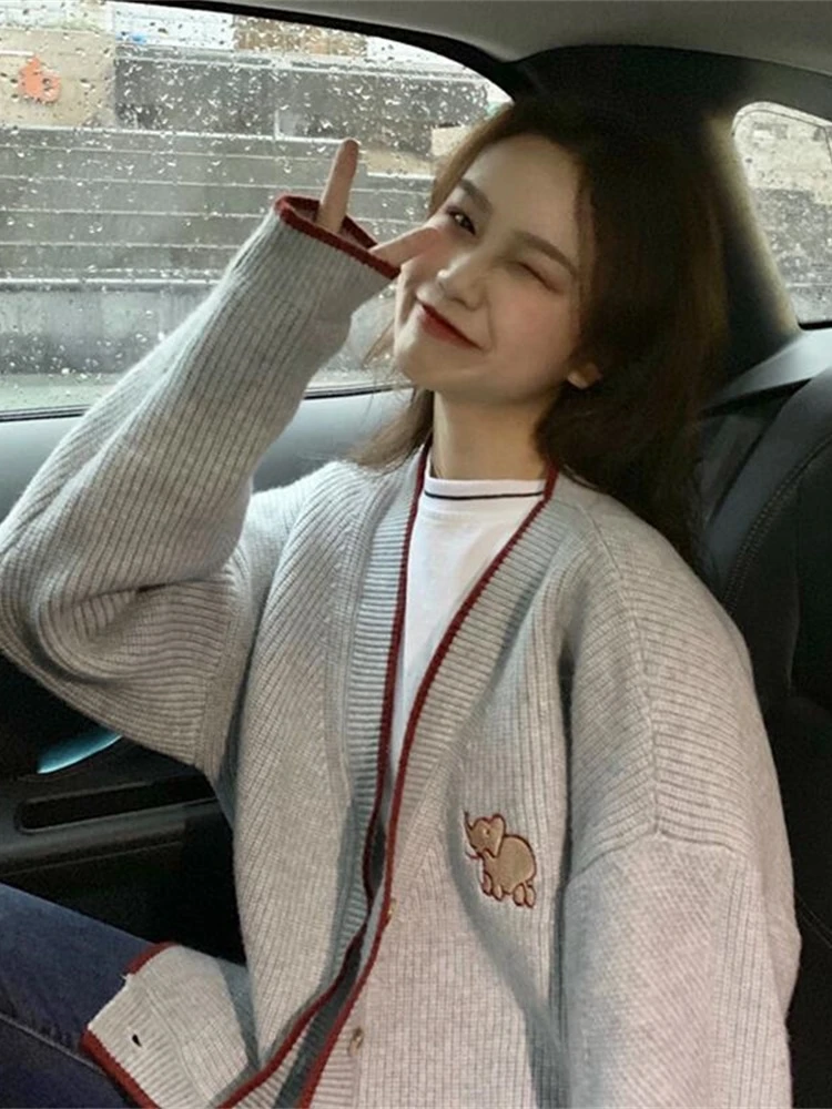 

Женский винтажный кардиган с V-образным вырезом, элегантный вязаный шерстяной свитер в Корейском стиле на осень, 2020