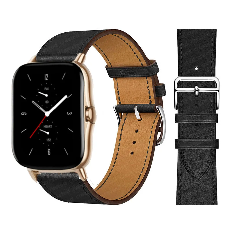 20mm 22mm leather band For Amazfit GTS 3/2/2e/GTS2 Mini/GTR 3 42mm/47mm/GTR3/3Pro/2/2e/stratos 2/3 Bracelet Amazfit bip strap