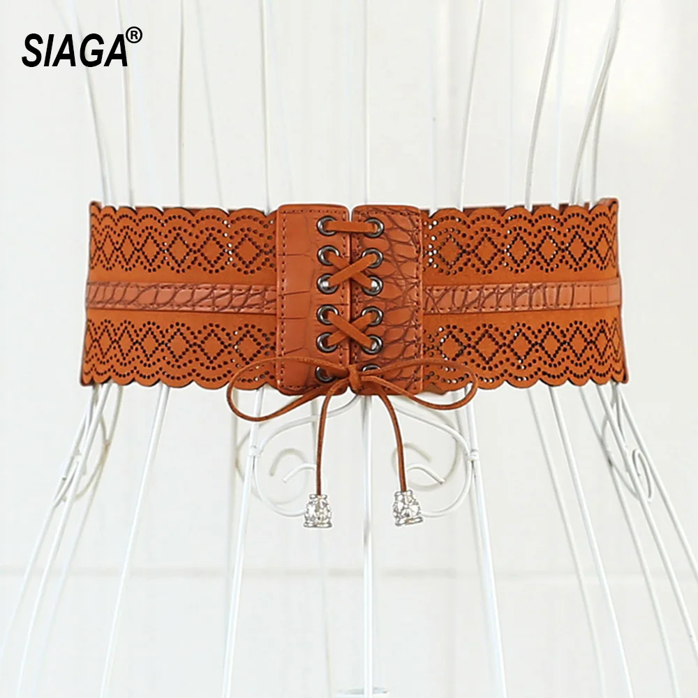 

Ladies Design Decorative Wide PU Leather Elastic Waistband Waistline Patent Leather Down Jackets Belt for Women AK009