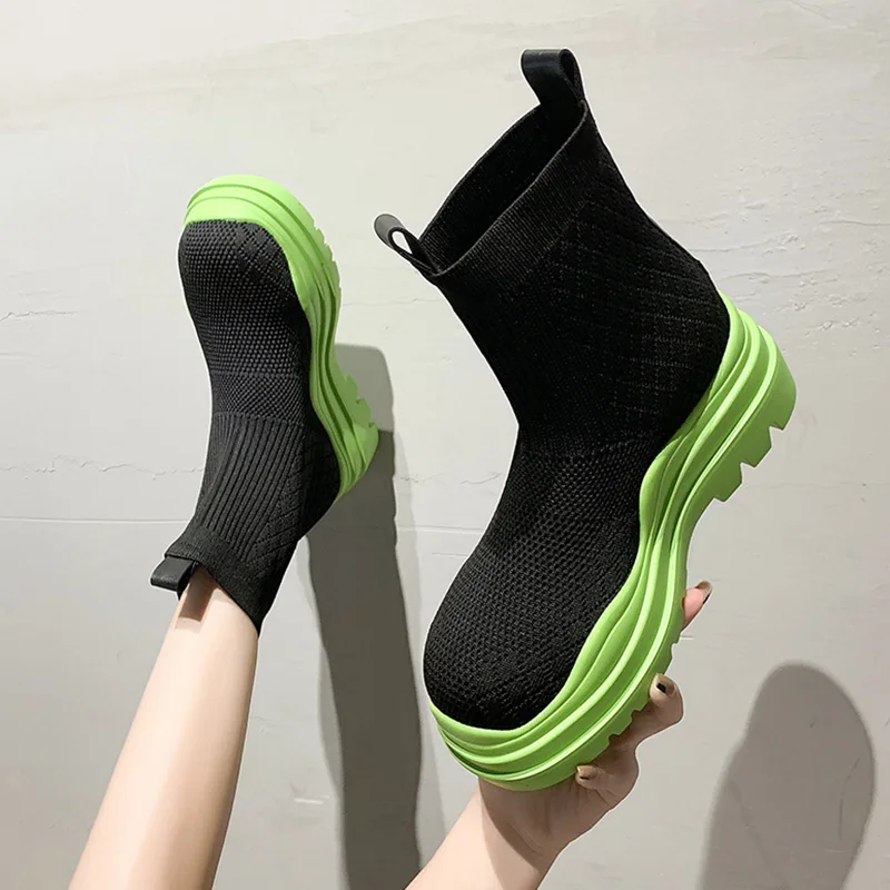 

Rimocy/осенние эластичные вязаные ботильоны; Коллекция 2021 года; Женские ботинки без шнуровки на массивной платформе; Женские Дышащие носки на ...