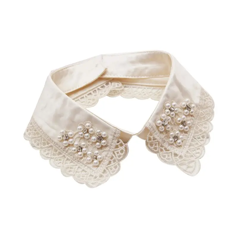 

Women Detachable Colla Shirt Fake Collars Pearls Lace Decoration Ladies Lace False Necklaces Fashion Clothes Accessories R58E
