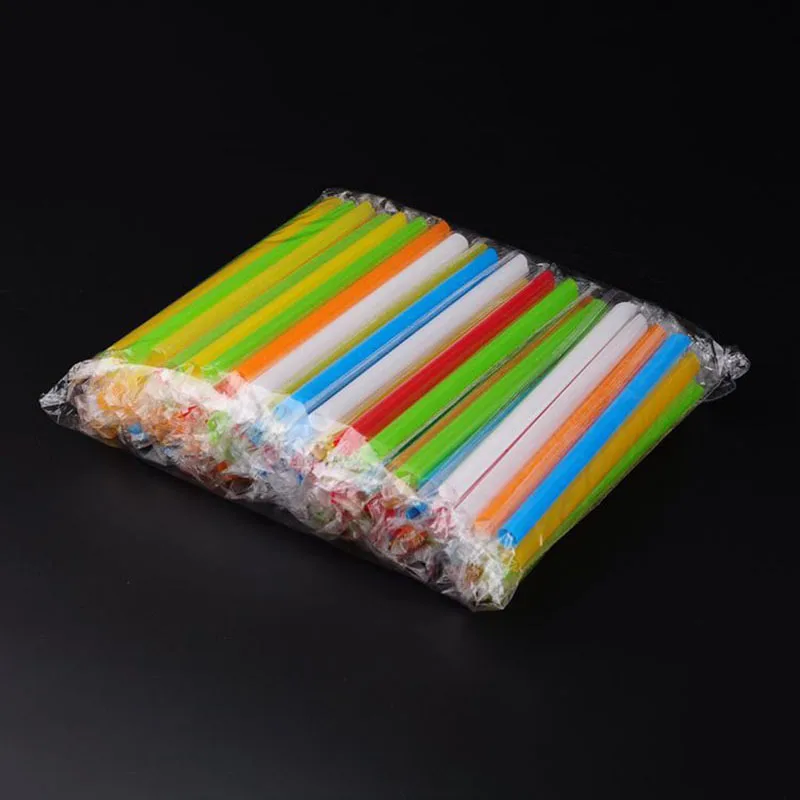 100pcs 1cm Wide Disposable Drinking Straws - Mixed Colors Plastic Beverage Straws - Pearl Milk Tea Plastic Straws - Party Bar Supply image 6