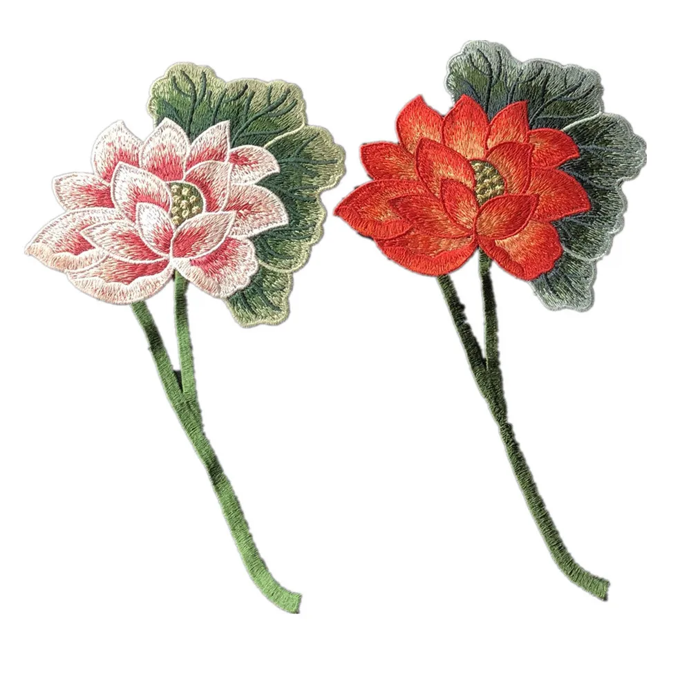 1 шт с вышивкой в виде лотоса наклейки ткани водорастворимый заплата вышивки