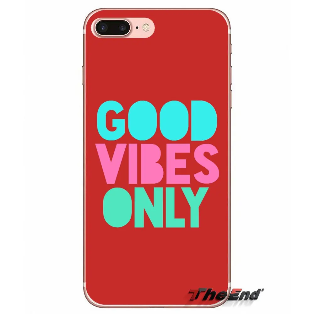 Для Samsung Galaxy J1 J2 J3 J5 J7 A3 A5 A7 2015 2016 2017 J330 J530 J730 цитаты good vibes only прозрачные мягкие чехлы