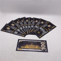 new arrival 10pcs black gold foil usd 100 commemorative dollars banknotes decor prop money for collection