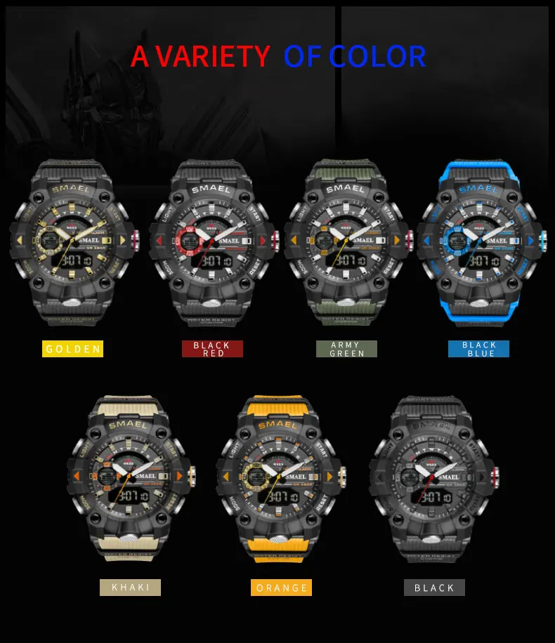 Military Watches Men Sport Watch New 50M Waterproof Wristwatch Stopwatch Alarm LED Light Digital Watches 8040 Men's Sports Watch