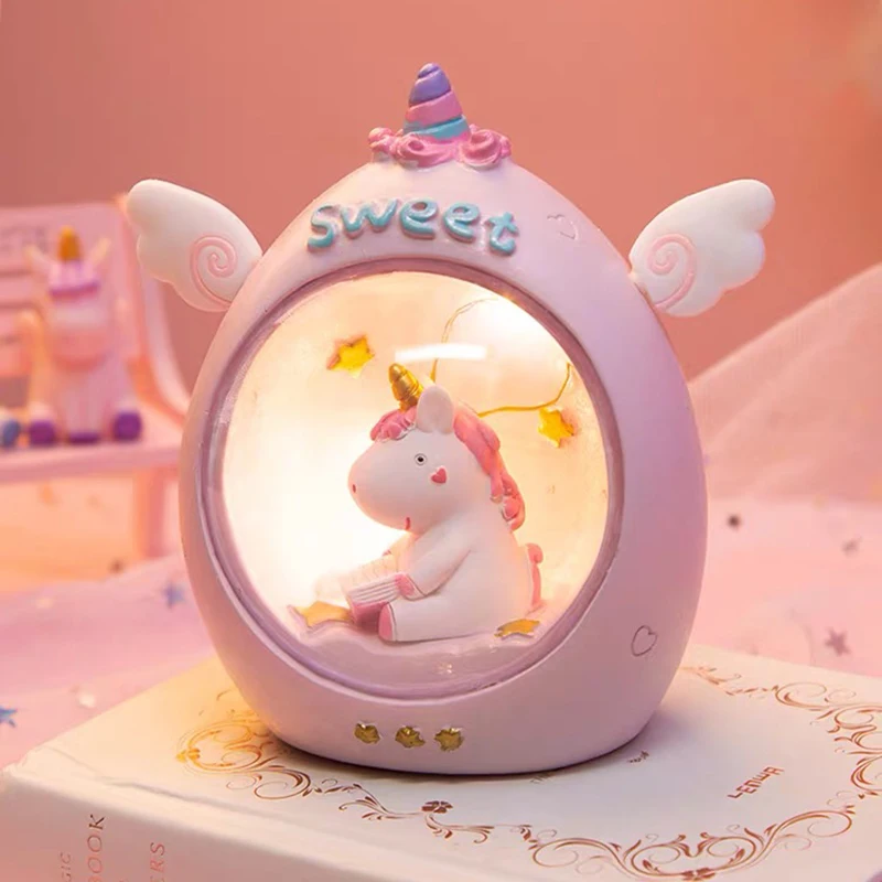 Ins LED Cartoon Unicorn Star Night Light Baby Nursery Lamps Table Decorative Light Children Kids Toys Gift for Birthday Xmas