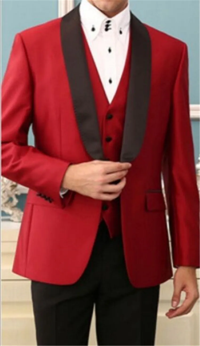 New men's dress men's wedding party dress bridegroom best man business casual suit（Jacket+pants+vest）