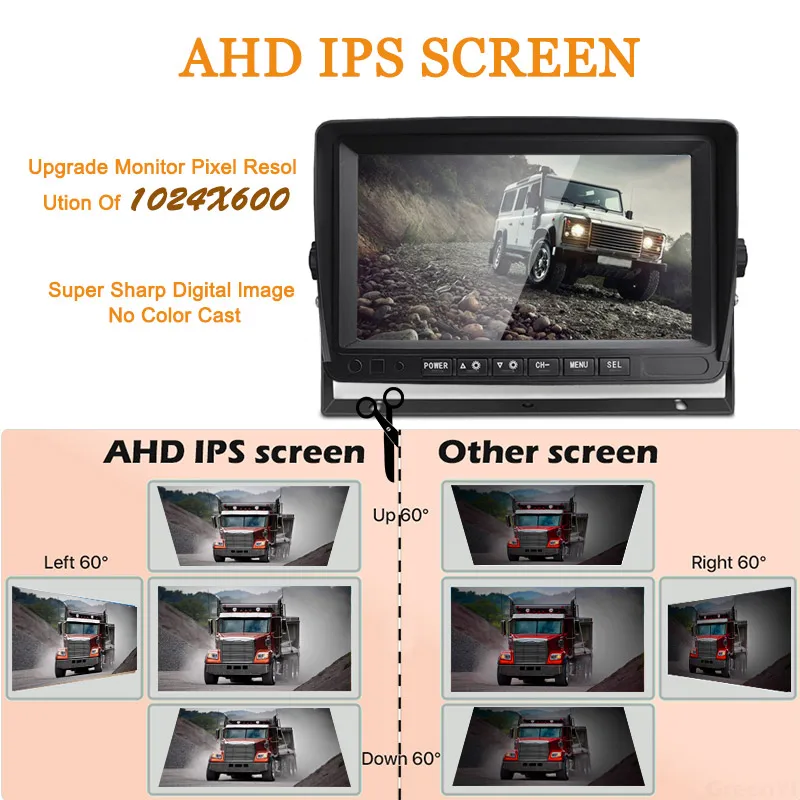 

7-inch U-type 1280x720 Wireless DVR monitor IPS Bus Truck With Cameras Loop Recording Split Screen V display WiFi Night Vision