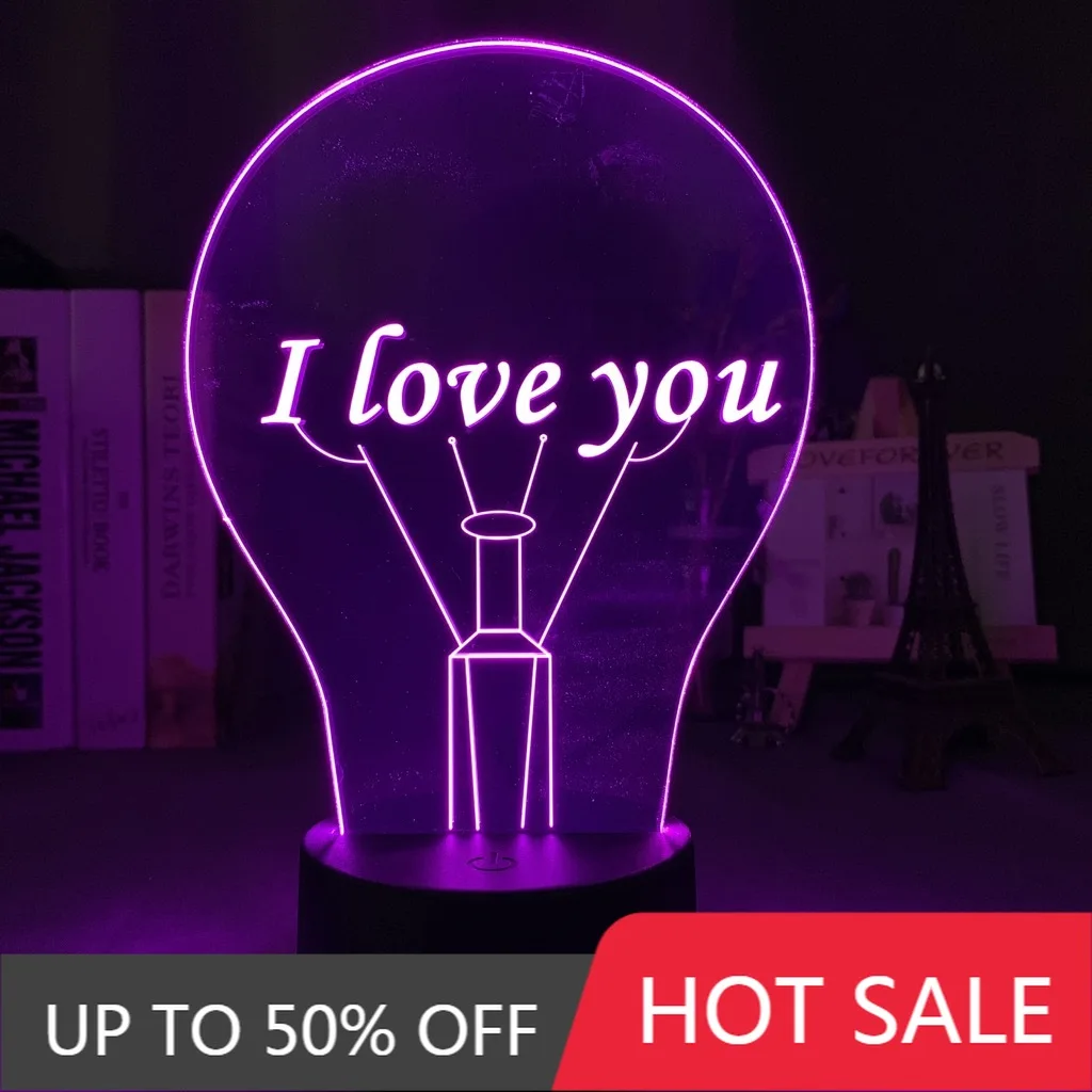 3d иллюзия Лампа I Love You для детей Украшения в спальню Ночной светильник Led Цвет