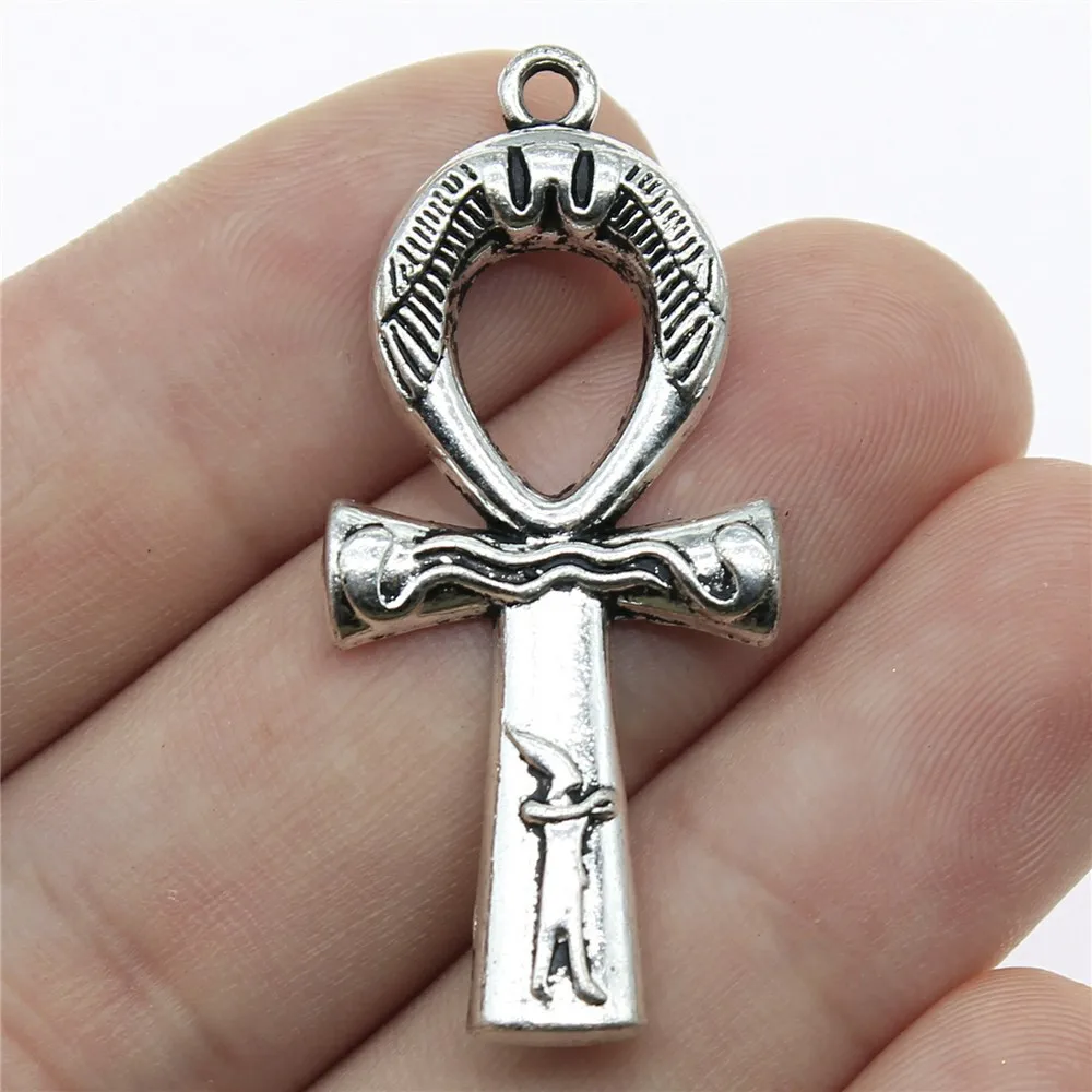 

4pcs 43x19mm Antique Silver Color Ankh Cross Charms For Earring Making For Jewelry Making B12096
