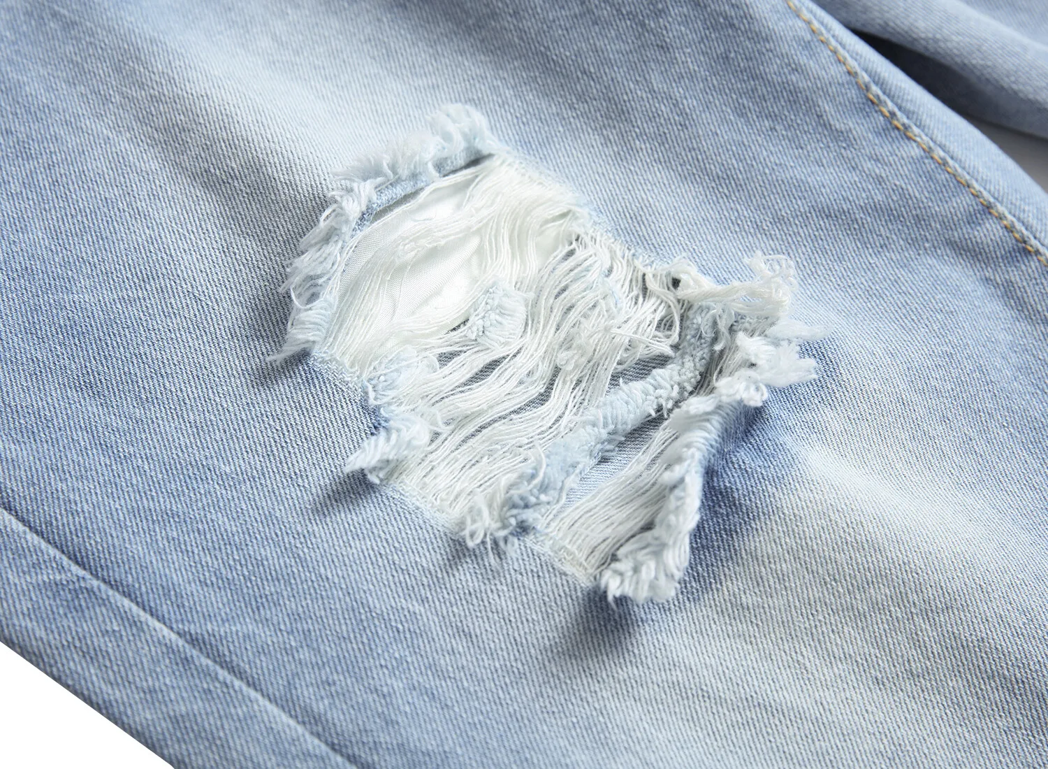 Летние модные мужские рваные короткие джинсы синие брюки до колена известная