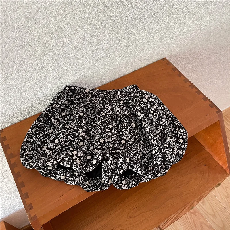 

2021 Summer Children's Wear Crushed Flower Chiffon Retro Color Baby Girls Korean Lantern Pants