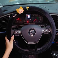 cute car steering wheel cover universal winter short plush warm handlebar cover suitable for girls car accessories decoration
