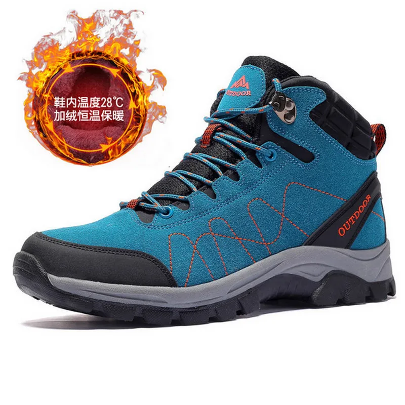 Fur Light Blue Мужские и женские уличные спортивные ботинки для пешего туризма, скалолазание, кроссовки, популярные классические треккинговые ботинки для пары, новые ботильоны - Цвет: Fur Light Blue