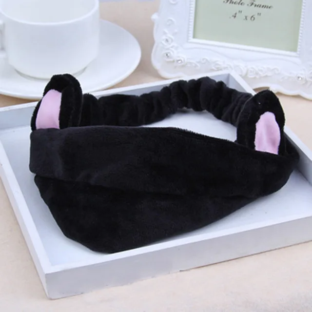 black cat ears Новинка, мягкие бантики из кораллового флиса с надписью «OMG» для женщин и девочек, милые повязки для волос, повязки для волос, головные уборы, аксессуары для волос - Цвет: black cat ears
