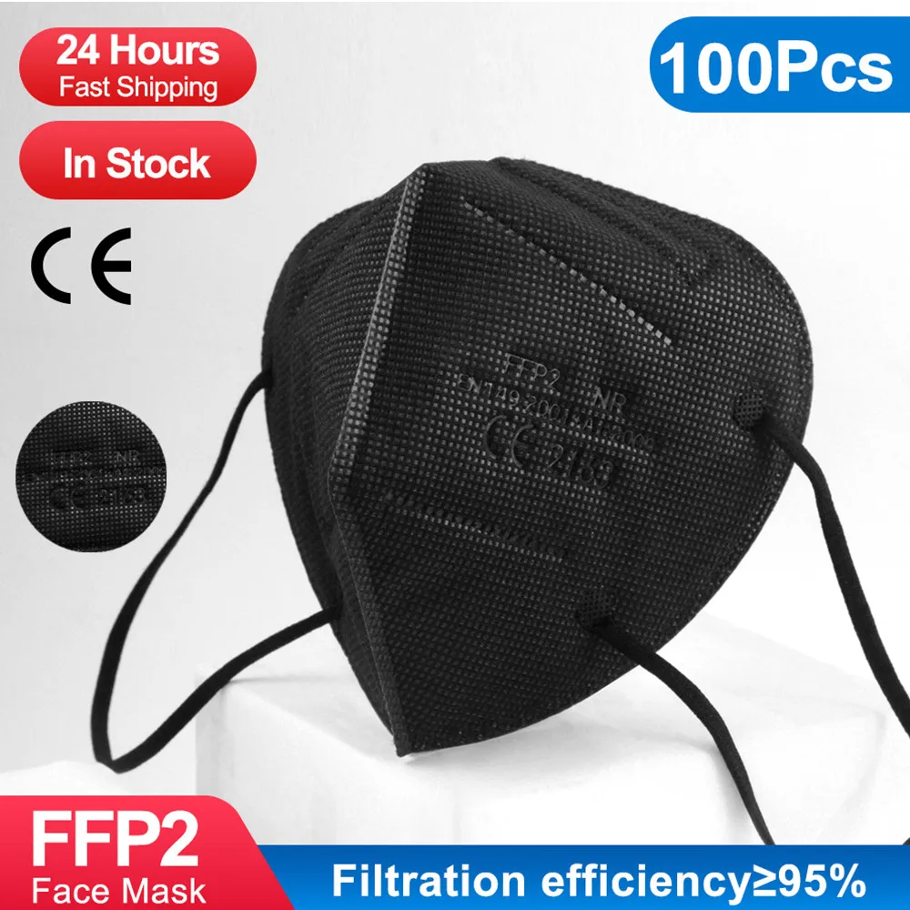Mascarillas FFP2 Negras CE FFP2Mask черного цвета на каблуках высотой 5 слоев одобренный FPP2 дыхательной Mascarilla FFP2 KN95 Homologada Tapabocas NK95