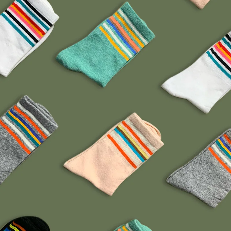 Японские Симпатичные носки на все сезоны радуги в Корейском стиле кавайные