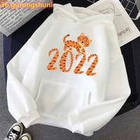 cute year of the tiger 2022 hoodies kawaii tiger hoodies happy new year female clothes women hoodies long sleeve sweatshirt tops
