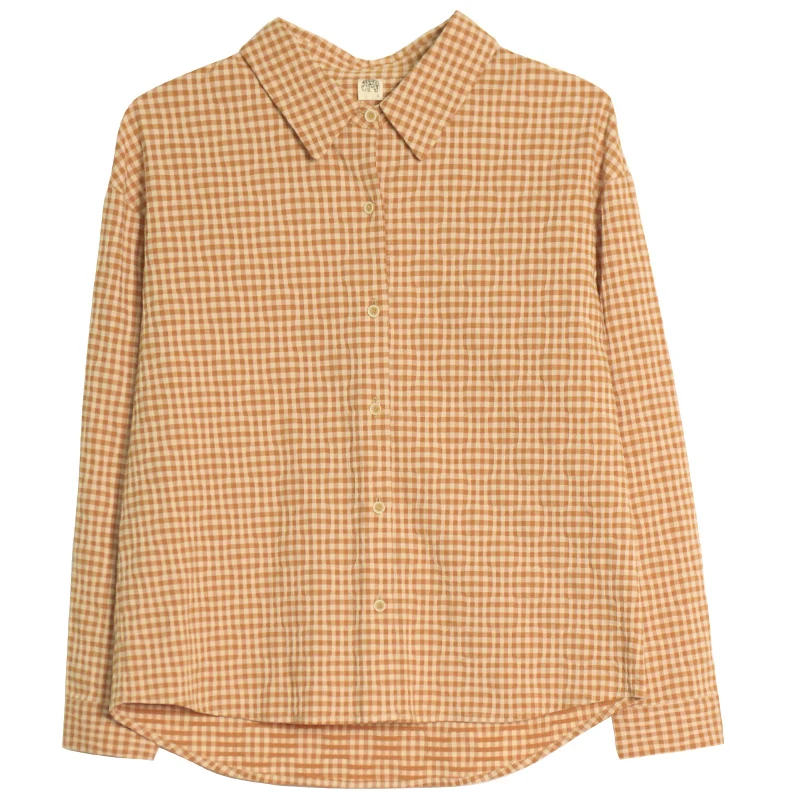 

CYNTHIA Women Plaid Shirts Female Vintage Turn-down Collar Straight Blouse Fans +3% Discount 20QDA-173
