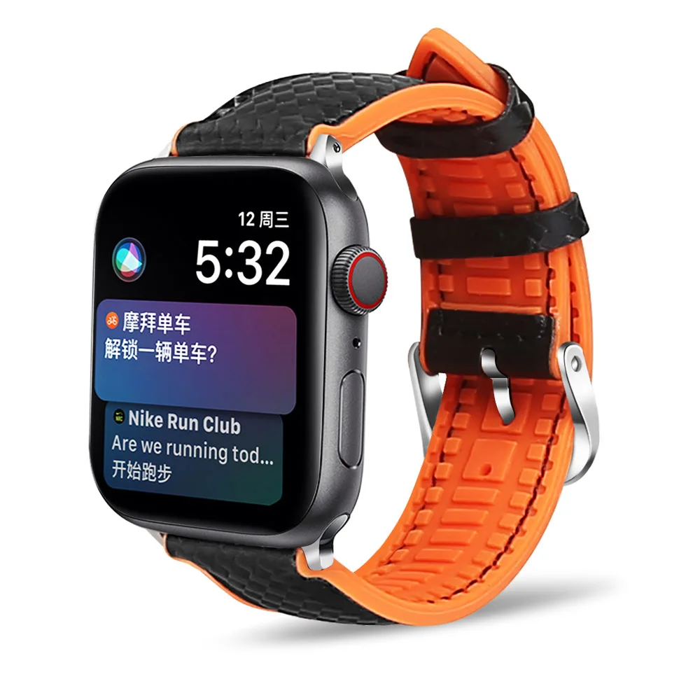 Ремешок для часов для Apple Watch series 5/4/3/2/1 Спорт на открытом воздухе силиконовый кожаный браслет, 42 мм, 38 мм, версия 5 представитель пояса для Аксессуары для iwatch - Цвет ремешка: Orange