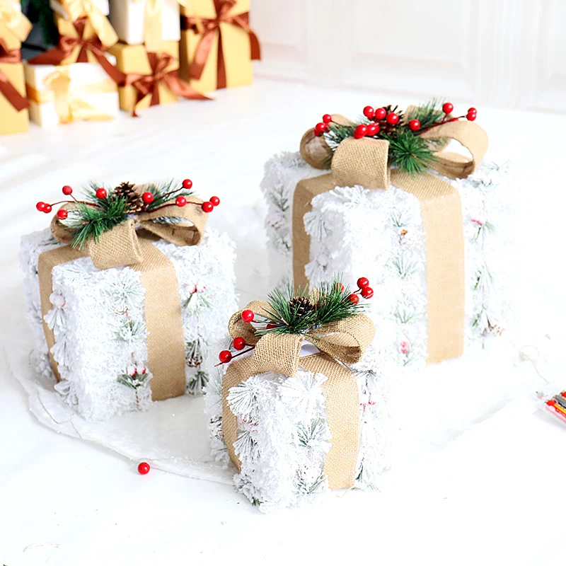 

TT Art Gallery Show Window Decoration Gift Box Christmas Tree Scene Luminous With Light Ornaments