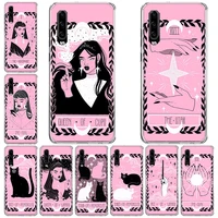 pink witches moon tarot mystery phone case for huawei mate 40 pro 30 20 lite 10 huawei p30 lite p50 pro p40 p20 p10 cover coque