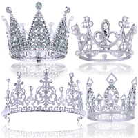 4pcs crown cake toppers rhinestone crystal silver tiara ornament for wedding