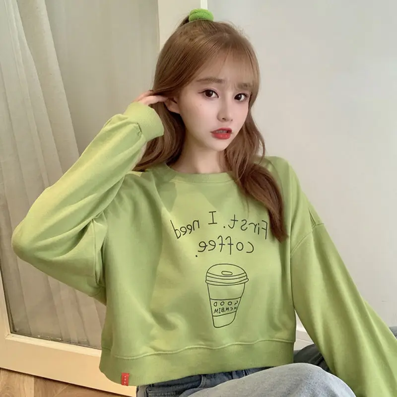 

Женский Укороченный свитшот с длинным рукавом, на весну/осень