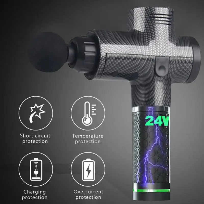 4000r/min Carbon-fiber Electric Muscle Massage Gun Deep Tissue Massage Therapy Body Shaping Muscle Relaxation Equipment with Bag