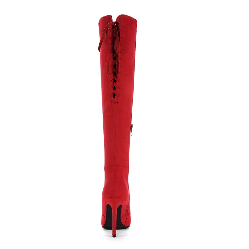 

Lucyever 2020 Winter Over The Knee Women Boots Stretch Fabric Thin High Heel Shoes Woman Pointed Toe Party Long Boots Size 33-43